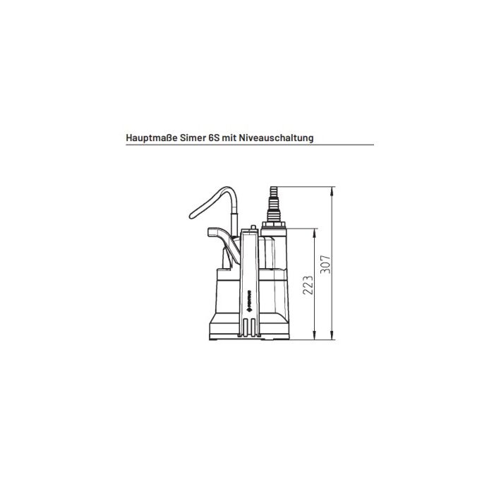 Jung Pumpen Schmutzwasserpumpe Simer 6S OD6601G-06-S 230 V, mit Niveauschaltung